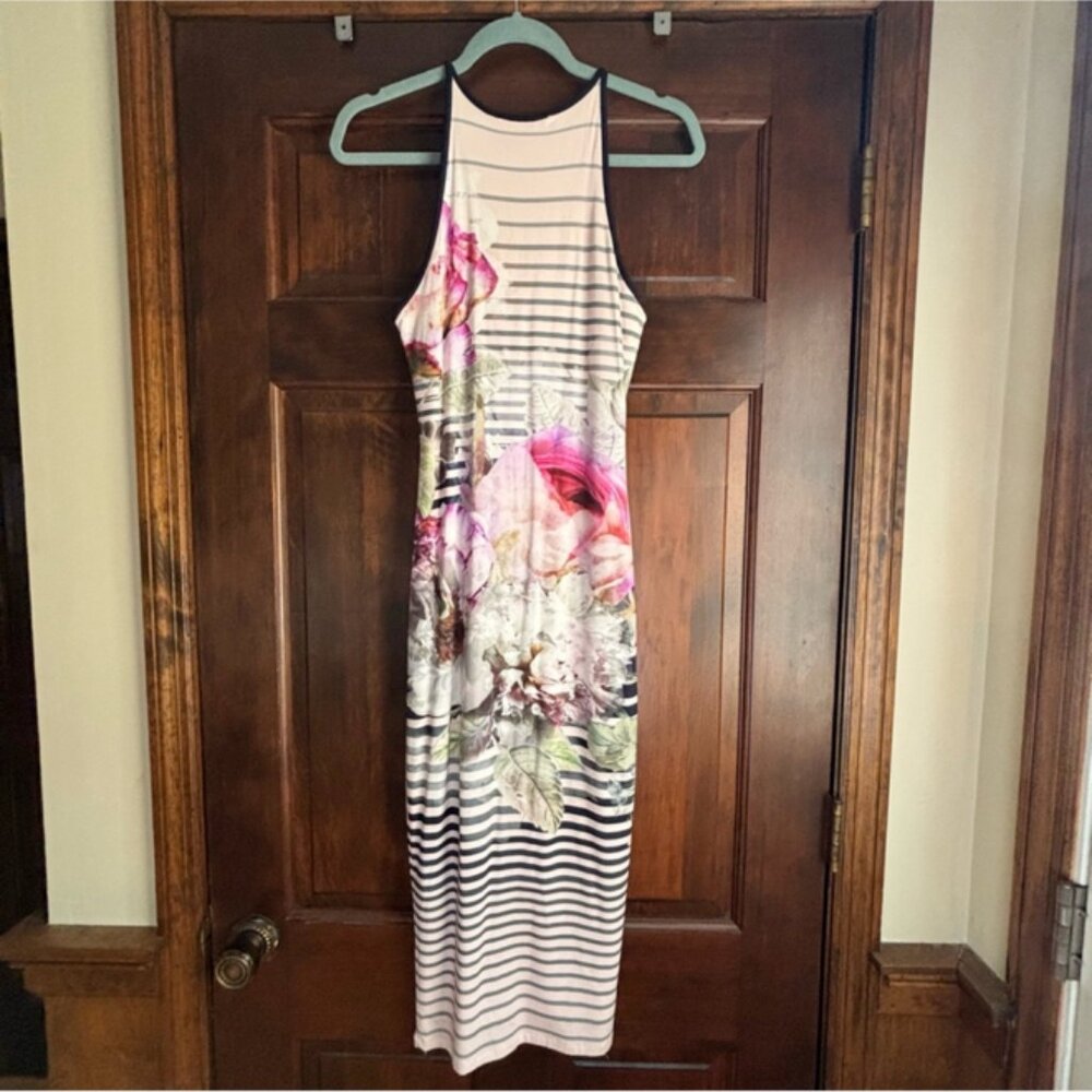 Ted Baker London Laya Peony Floral Stripe Midi Dress - Picture 3 of 8